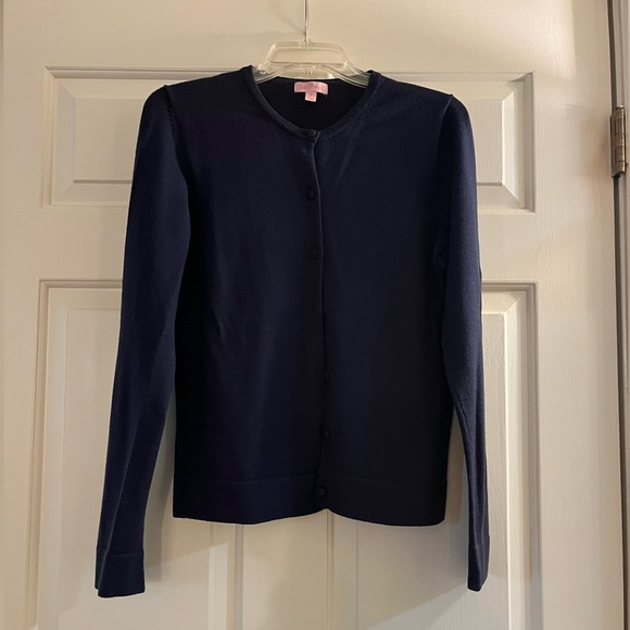 Lilly Pulitzer Navy Cardigan Sweater Medium - Picture 2 of 8